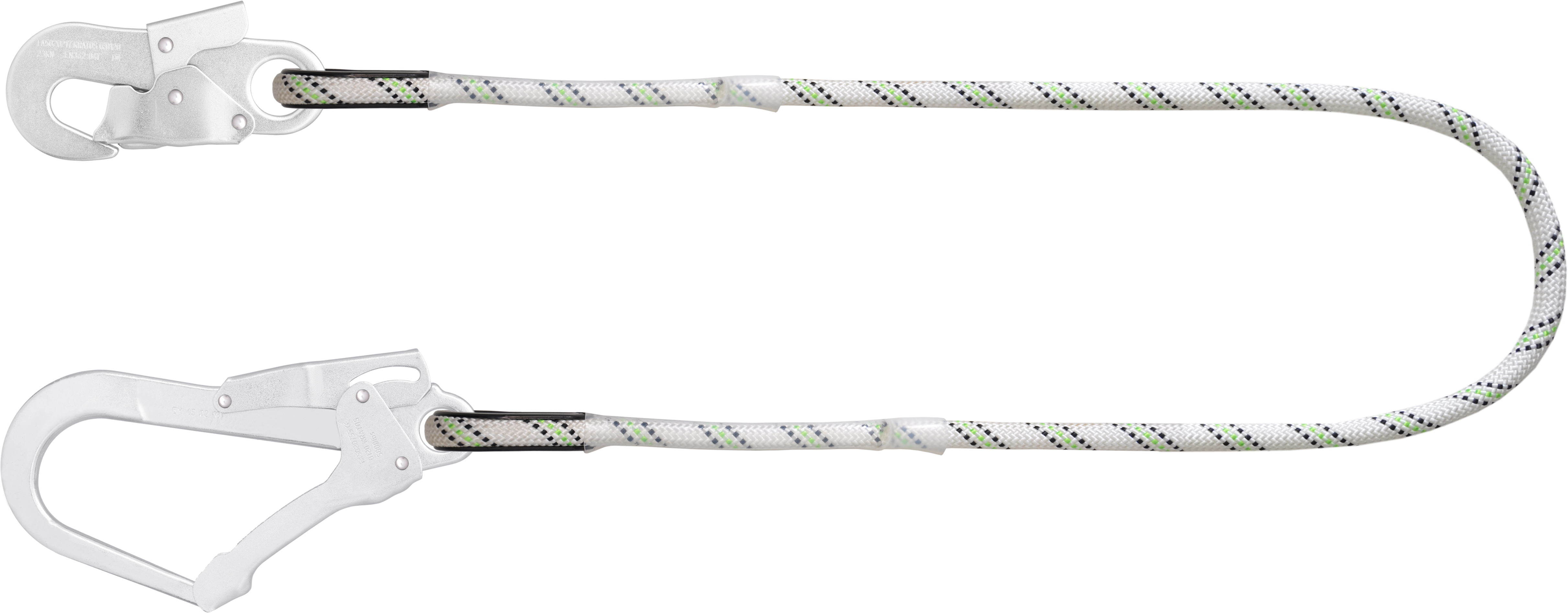 Rückhalteverbindungsmittel Kernmantelseil 1 m mit FA 5020217 Automatik-Stahlkarabiner und FA 5020755 Gerüsthaken