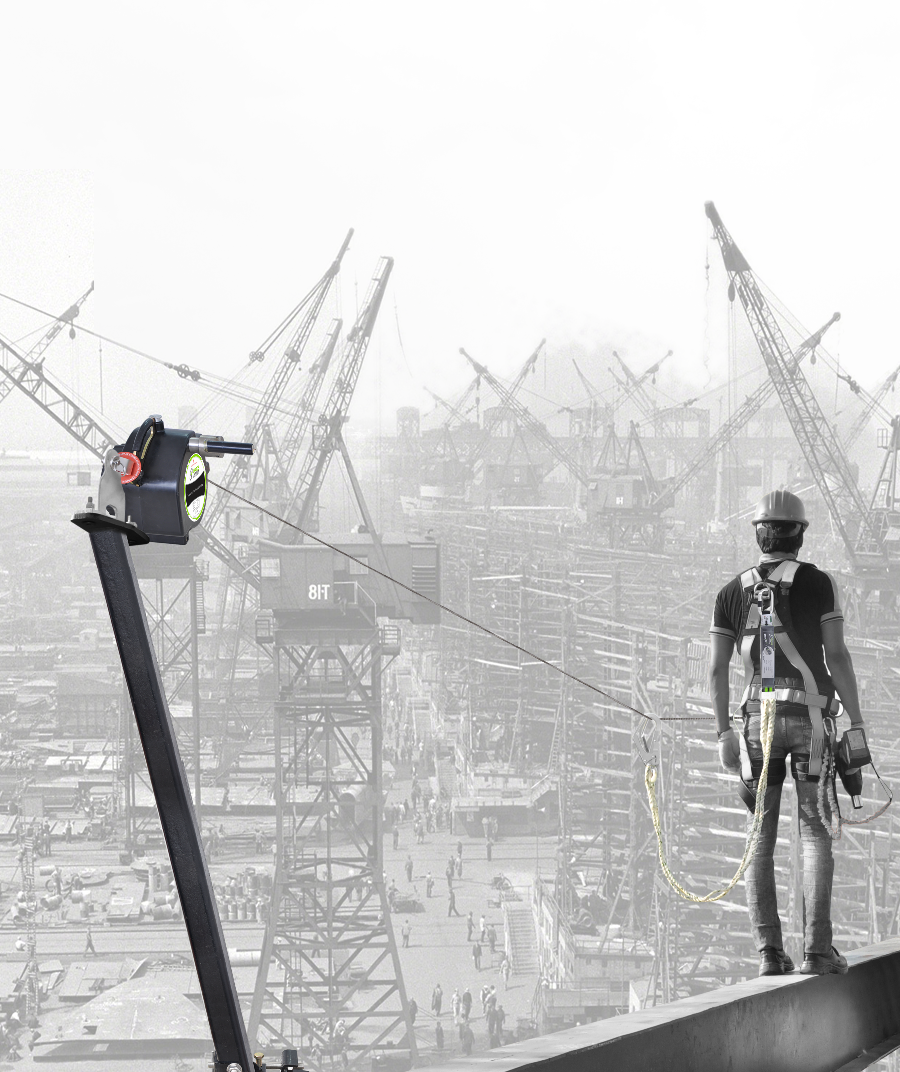 COOL LINE 1 - Horizontale herausziehbare Drahtseilsicherung, Höchstlänge 18 m