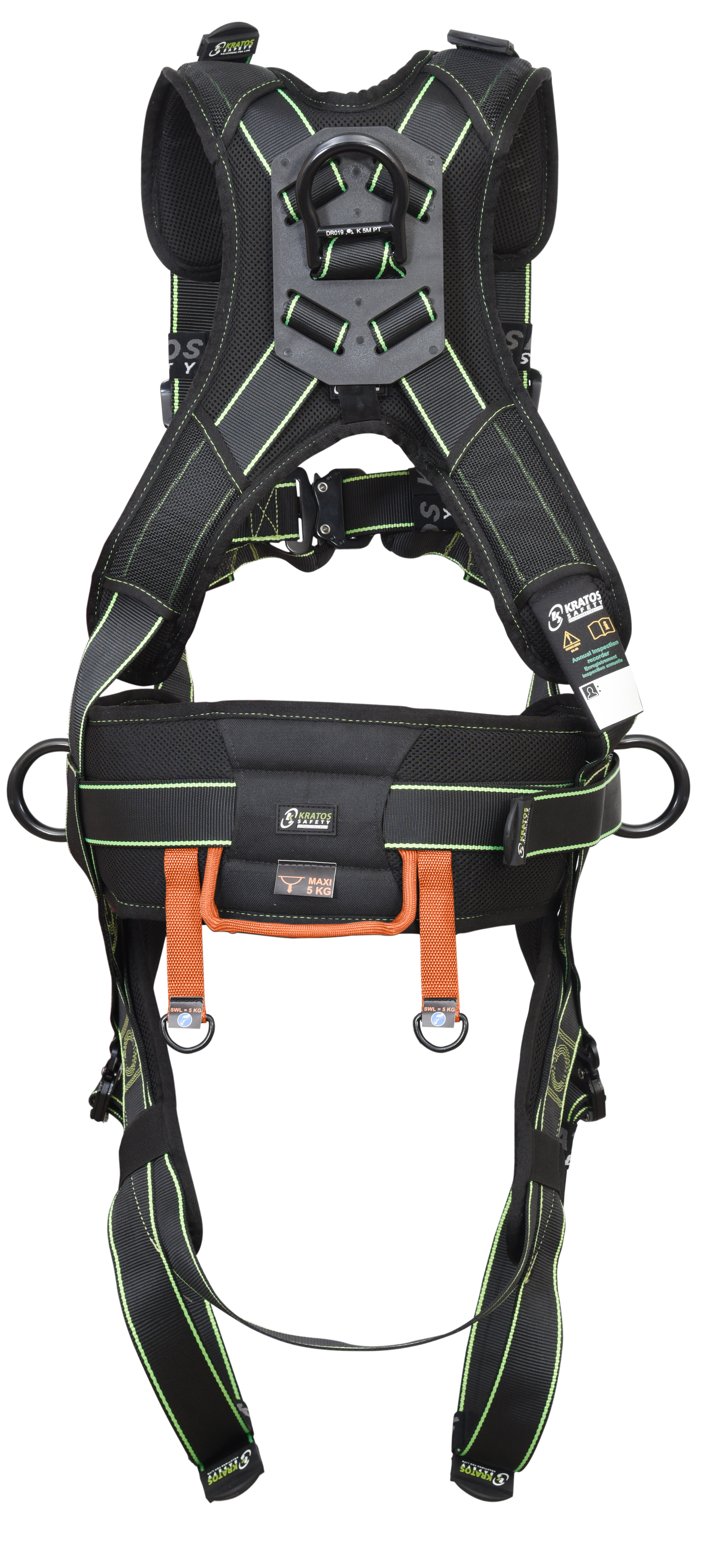 Auffanggurt FLY'IN 2 - 1 dorsaler D-Ring, 2 sternale textile Auffangösen für Auffangsysteme und 2 seitliche Halteösen (D-Ringe) in Hüfthöhe seitlich für Arbeitsplatzpositionierung

