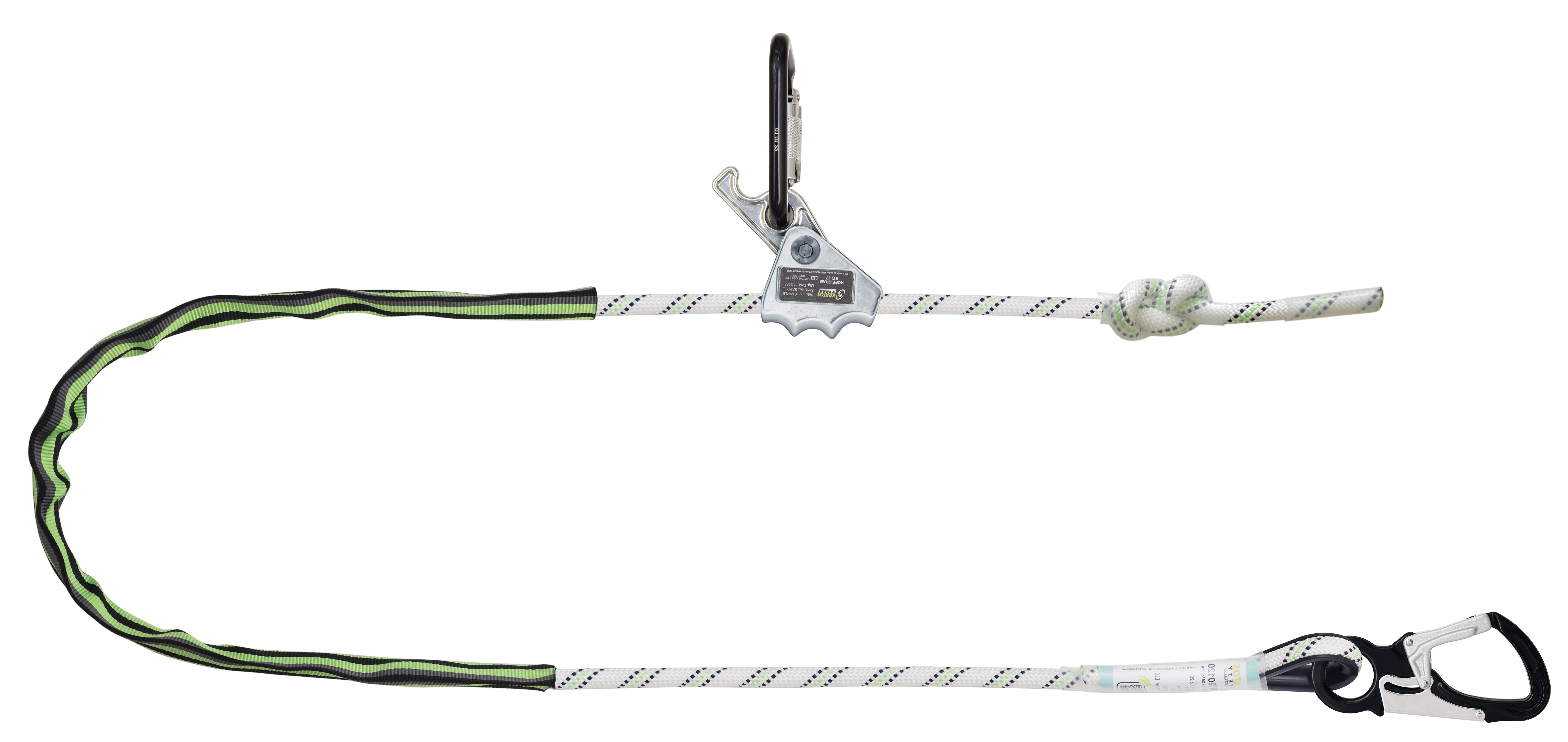 TIWA Eslinga multi norma trenzada de posicionamiento con bloqueador deslizante fijo ergonomico, con 2 conectores automáticos de aluminio- Lg. 3m